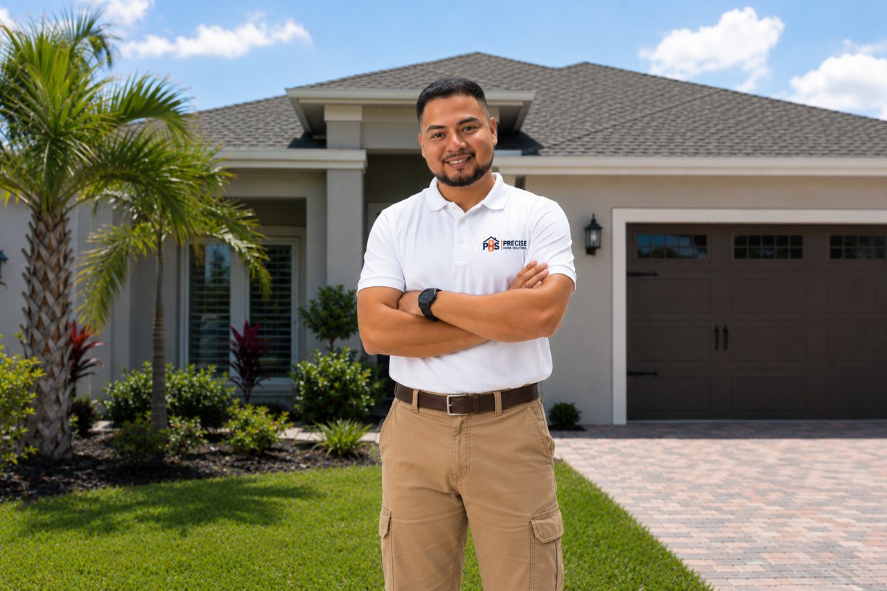 David, owner of Precise Home Solutions, in front of a Southwest Florida home